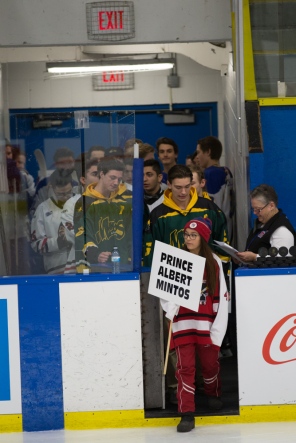 © J. Ashley Nixon Mac's Midget teams led onto the ice at Max Bell Arena, Calgary